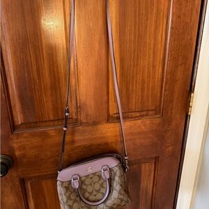 Coach Signature Brown and Lavender Crossbody Bag